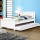 Artiss Elvis King Single Size Wooden Trundle Daybed, Pine Wood Frame, White, Space-Saving Design with Plywood Slats