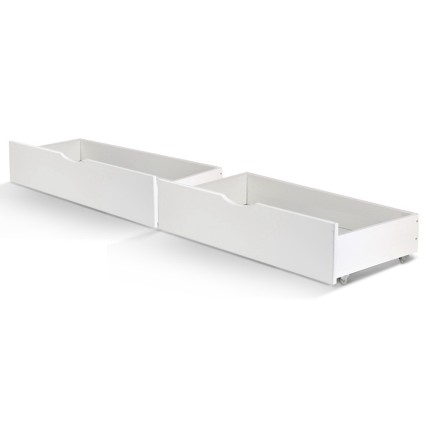 Artiss Wooden Bed Frame Storage Drawers, Solid Pine, Single Size, White, 91x47x20cm, Eco-Friendly Trundle Set