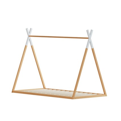 Artiss Wooden Kids House Bed Frame Single Size Oak ENID, Solid Pine, Non-Toxic, Fits Australian Mattress, 150kg Capacity