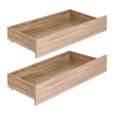Artiss 2pcs Under Bed Storage Drawers Wooden Rolling Drawers Rustic Brown for King Single Queen Beds