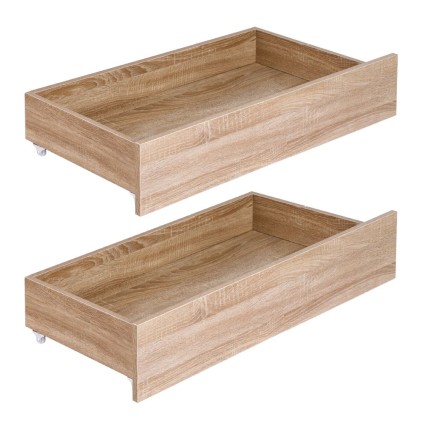 Artiss 2 Pack Under Bed Storage Drawers Wooden Rolling Drawers Rustic Brown 93.5 x 40 x 19 cm Storage