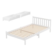Artiss Sofie King Single Bed Frame: Solid Pine Wood, White Finish, 2 Storage Drawers, Sturdy Design, Fits AU Mattress
