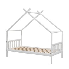 Artiss Kids Single House Bed Frame White – Solid Timber, Montessori Floor Bed with Storage, Pine Wood, 196x96x150cm