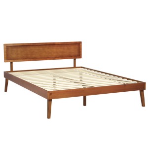 Artiss Queen Size Walnut Bed Frame with Pinewood Construction, Sturdy Slats, Easy Assembly, and Modern Design