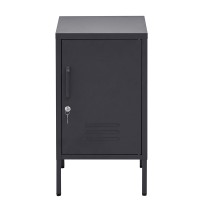 ArtissIn Artiss Bedside Table Metal Cabinet, Cold Rolled Steel, 38x40x69cm, Black, Modern Design, Spacious Storage