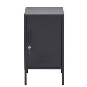 ArtissIn Artiss Bedside Table Metal Cabinet, Cold Rolled Steel, 38x40x69cm, Black, Modern Design, Spacious Storage