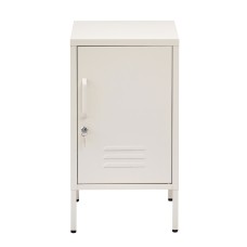 ArtissIn Artiss Bedside Table Metal Cabinet, Cold Rolled Steel, 38x40x69cm, White, Modern Functional Storage Locker
