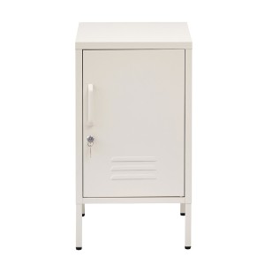 ArtissIn Artiss Bedside Table Metal Cabinet, Cold Rolled Steel, 38x40x69cm, White, Modern Functional Storage Locker