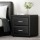 Artiss CADEN Black Bedside Table, 2 Drawers, PVC Leather, 48x40x50cm, Modern MDF Frame, Aluminium Handles, Easy Assembly