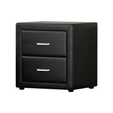 Artiss CADEN Black Bedside Table, 2 Drawers, PVC Leather, 48x40x50cm, Modern MDF Frame, Aluminium Handles, Easy Assembly Artiss CADEN Black Bedside Table, 2 Drawers, PVC Leather, 48x40x50cm, Modern MDF Frame, Aluminium Handles, Easy Assembly
