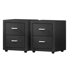 Artiss CADEN Charcoal Bedside Table Set of 2 - Modern Faux Linen, 2 Drawers, 46x40x50cm, MDF Frame, Aluminium Handles Artiss CADEN Charcoal Bedside Table Set of 2 - Modern Faux Linen, 2 Drawers, 46x40x50cm, MDF Frame, Aluminium Handles