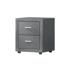 Artiss CADEN Grey Bedside Table with 2 Drawers - Linen Fabric, MDF Frame, Aluminium Handles, 46x40x50cm Artiss CADEN Grey Bedside Table with 2 Drawers - Linen Fabric, MDF Frame, Aluminium Handles, 46x40x50cm