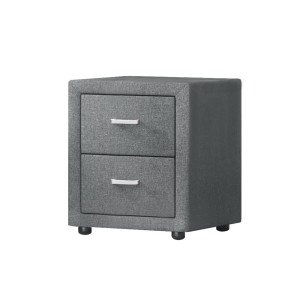 Artiss CADEN Grey Bedside Table with 2 Drawers - Linen Fabric, MDF Frame, Aluminium Handles, 46x40x50cm