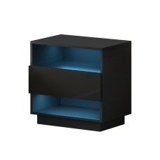 Artiss HANA Black LED Bedside Table with 16-Colour Light, Drawer & 2 Shelves - Modern Design & Easy Assembly
