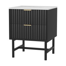 Artiss Bedside Table MDF 43.5x39x55cm Black - 2 Drawers, Stylish Bedroom Storage, Easy Assembly, 1-Year Warranty