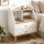 Artiss Bedside Table 2 Drawers with Charging Station White and Pine Solid Pine Legs Modern Design Compact