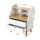 Artiss Bedside Table 2 Drawers with Charging Station White and Pine Solid Pine Legs Modern Design Compact