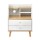 Artiss Bedside Table 2 Drawers with Charging Station White and Pine Solid Pine Legs Modern Design Compact
