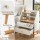 Artiss Bedside Table 2 Drawers with Charging Station White and Pine Solid Pine Legs Modern Design Compact