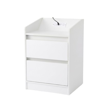Artiss LED Bedside Table Nightstand with Charging Station 2 Drawers RGB LED White for Bedroom Gaming Room