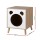 Artiss Cat Nest Bedside Table Solid Pine Legs E1 MDF 2-in-1 Cat House Nightstand 40x40x50cm Pine White