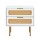Artiss Rattan Bedside Table 2 Drawers White and Pine, 48x40x50cm, Metal Legs, Particle Board, Modern Nightstand