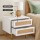 Artiss Rattan Bedside Table 2 Drawers White and Pine, 48x40x50cm, Metal Legs, Particle Board, Modern Nightstand