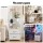 Artiss Tall LED Bedside Table with Built in Charging Station 2 USB 2 AC Foldable Drawers White 101cm