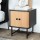 Artiss Boris Bedside Table 40cm Pine Black, Sliding Fluted Doors, Two-Tone Nightstand, Metal Legs, Spacious Storage