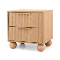 Artiss Rattan Bedside Table with 2 Drawers, Pine Finish, MDF & E1 Particle Board, 50x40x50cm, Easy-Clean & Assemble