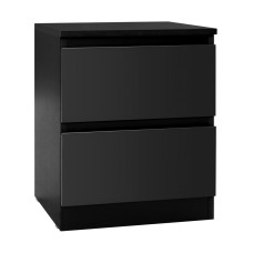 Artiss Pepe Bedside Table Black - 2 Drawers, 15mm Particle Board, Modern Handle-less Design, 40x39.5x50cm, Easy Assembly