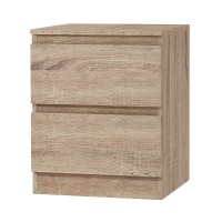 Artiss Bedside Table, Particle Board, 40x39.5x50cm, Oak, 2 Drawers, Modern Handle-less Design, Easy Assembly