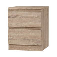 Artiss Bedside Table, Particle Board, 40x39.5x50cm, Oak, 2 Drawers, Modern Handle-less Design, Easy Assembly