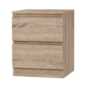 Artiss Bedside Table, Particle Board, 40x39.5x50cm, Oak, 2 Drawers, Modern Handle-less Design, Easy Assembly