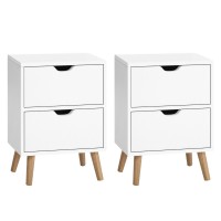 Artiss Boden 2X Bedside Tables, 2 Drawers, Scandinavian Style, 15mm Particle Board, 40x30x50cm, White Finish