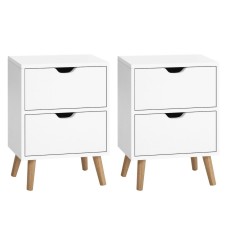 Artiss Boden 2X Bedside Tables, 2 Drawers, Scandinavian Style, 15mm Particle Board, 40x30x50cm, White Finish Artiss Boden 2X Bedside Tables, 2 Drawers, Scandinavian Style, 15mm Particle Board, 40x30x50cm, White Finish