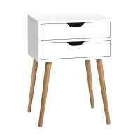 Artiss Bedside Table, Particle Board, White, 40x30x60cm - Scandinavian Style, 2 Drawers, Easy Assembly
