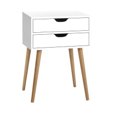 Artiss Bedside Table, Particle Board, White, 40x30x60cm - Scandinavian Style, 2 Drawers, Easy Assembly