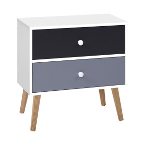 Artiss Bedside Table with 2 Drawers, Particle Board, 48x30x53cm, Black & White, Scandinavian Design, Ample Storage