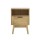 Artiss Rattan Bedside Table with 1 Drawer & Shelf - REI Oak, 54cm High, Real Rattan, Solid Wood Legs, Easy Assembly