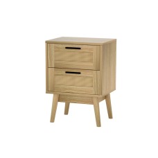 Artiss Rattan Bedside Table with 2 Drawers, Solid Wood Legs, 40x30x54cm, Boho Style, Easy Assembly, Oak Finish Artiss Rattan Bedside Table with 2 Drawers, Solid Wood Legs, 40x30x54cm, Boho Style, Easy Assembly, Oak Finish