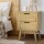 Artiss Rattan Bedside Table with 2 Drawers, Solid Wood Legs, 40x30x54cm, Boho Style, Easy Assembly, Oak Finish