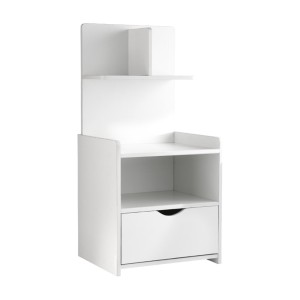 Artiss EVERMORE White Bedside Table - 1 Drawer, 4-Tier Shelf, E1 Particle Board, 36.5x30x75cm, Stylish & Durable
