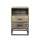 Artiss Bedside Table, Particle Board, 40x38x62cm, Wood Finish, 2 Drawers, Open Shelf, Industrial Style, Easy Assembly
