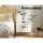 Artiss Anders White Bedside Table - 2 Drawers, Solid Rubber Wood Legs, Particle & MDF Board, 48x39x51cm