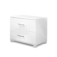 Artiss Bedside Table with 2 Drawers, MDF, High Gloss White, 59x40x51cm - Modern Design, Ample Storage, Easy Assembly