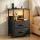 Artiss LED Bedside Table with Charging Station USB Type C 2 Foldable Drawers RGB Black Nightstand 40x30x60cm