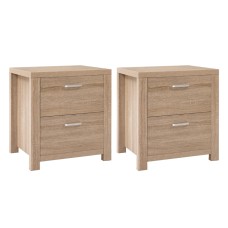 Artiss Maxi 2x Bedside Tables with 2 Drawers, Thick Pine Look, 48x39x53cm, Modern Storage Nightstands, Beige