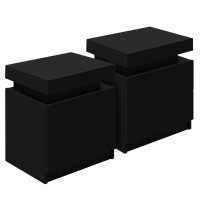 Artiss 2 Bedside Tables - Black, 2 Drawers, Lift-up Storage, 15mm Particle Board, Modern Design, 45x35x52cm,