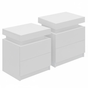 Artiss 2X White Bedside Table with 2 Drawers & Lift-up Storage, 15mm Melamine Particle Board, 45x35x52cm, Modern Design